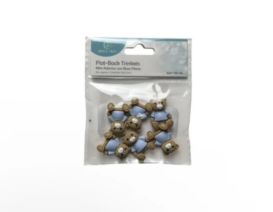 BLUE BEAR FLAT BACK TRINKETS 6 COUNT