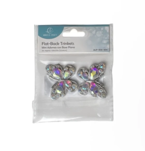 WHITE BUTTERFLY FLAT BACK TRINKETS 2 PACK