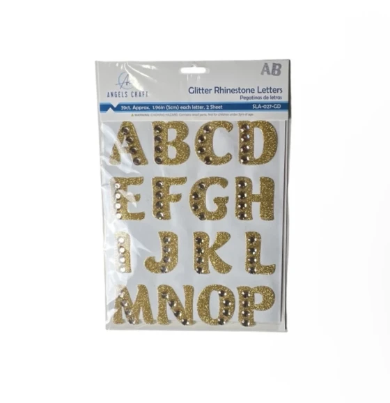 GOLD GLITTER RHINESTONE LETTERS 39 COUNT