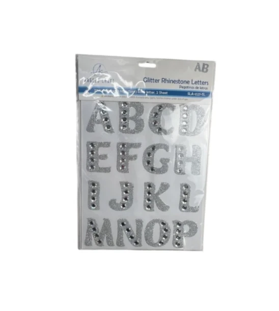 SILVER GLITTER RHINESTONE LETTERS 39 COUNT
