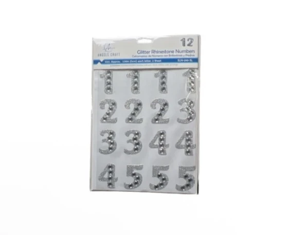 SILVER GLITTER RHINESTONE NUMBERS
