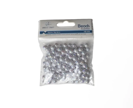 WHITE CHROME BEADS 35 GRAM