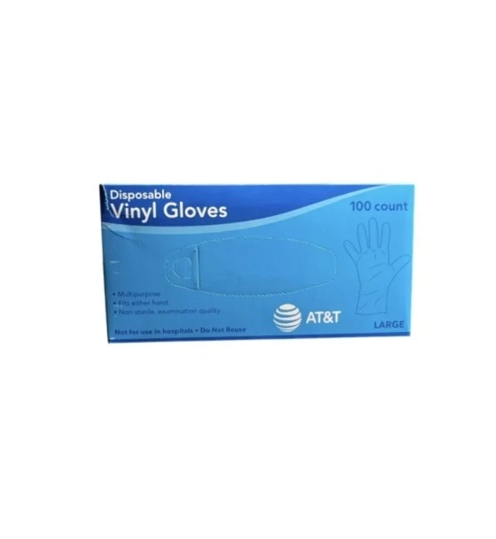 AT&T VINYL GLOVES LARGE 100 COUNT