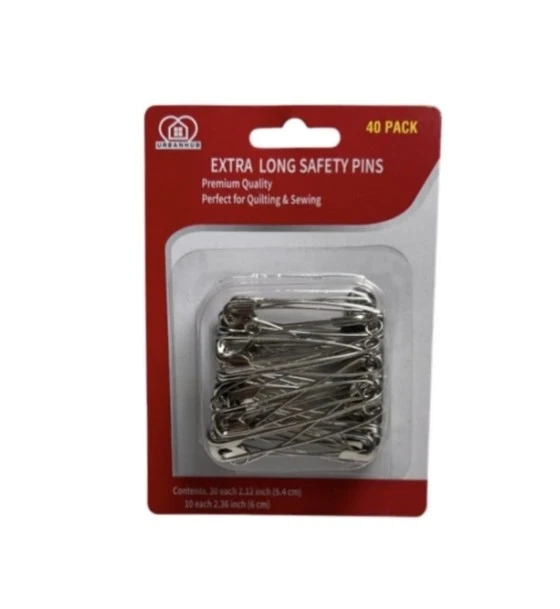 EXTRA LONG SAFETY PINS 40 PACK