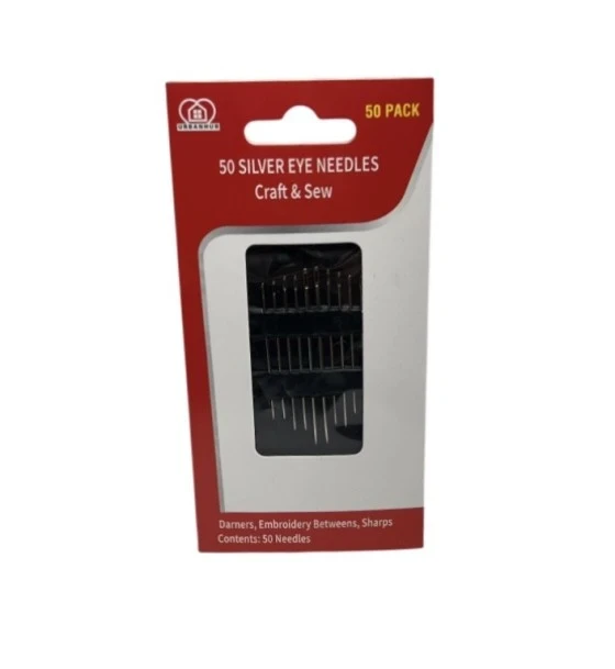 SILVER EYE NEEDLES CRAFT AND SEW 50 PACK