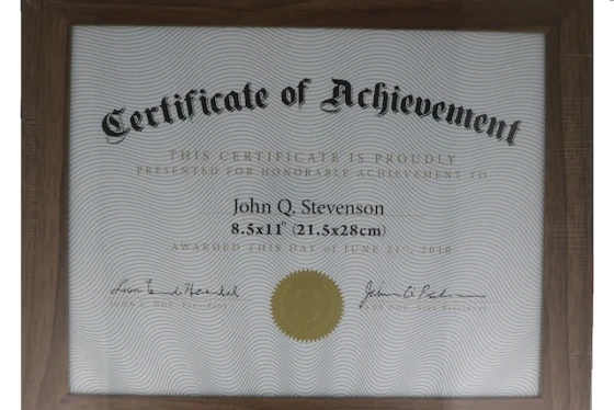 WOOD CERTIFICATE FRAME