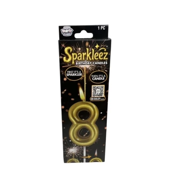 #8 SPARKLEEZ BIRTHDAY CANDLE