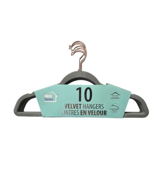 GREY VELVET HANGERS 10 PACK