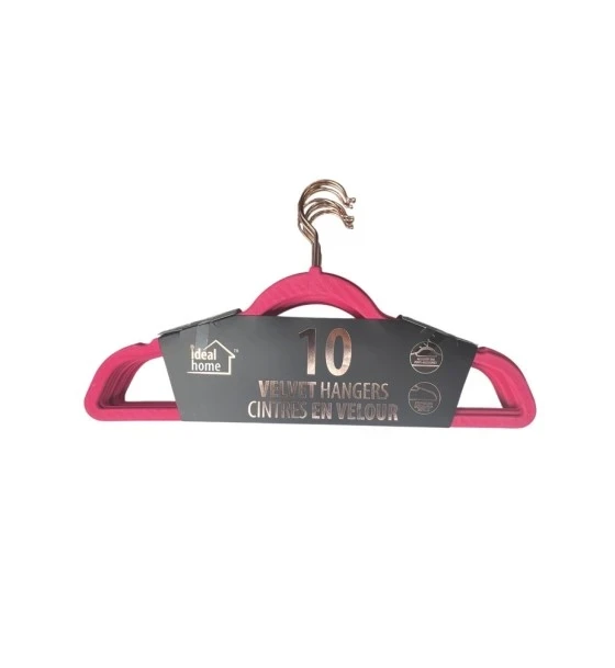 HOT PINK VELVET HANGERS 10 PACK