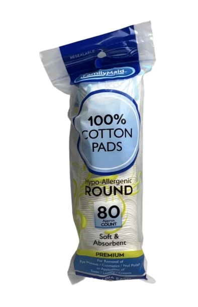 HYPO ALLERGENIC ROUND COTTON PADS 100 COUNT