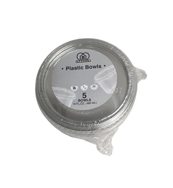 PLASTIC BOWLS 5 PACK 16 FL OZ