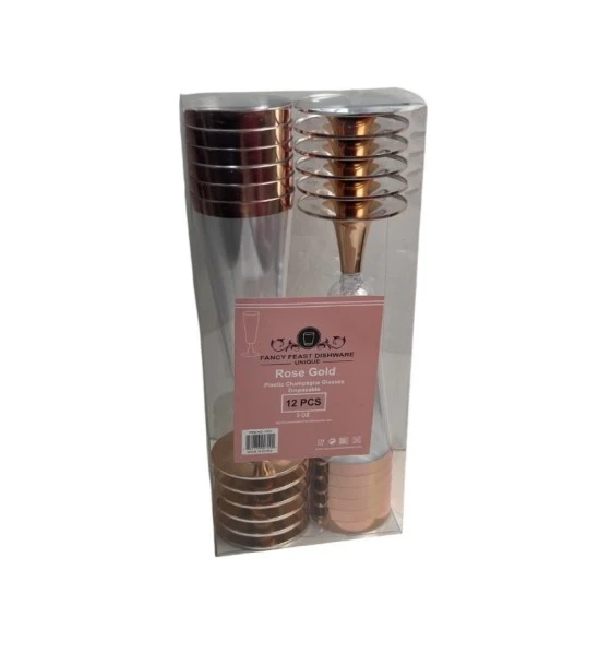 ROSE GOLD CHAMPAGNE GLASSES 12 PCS 5 OZ