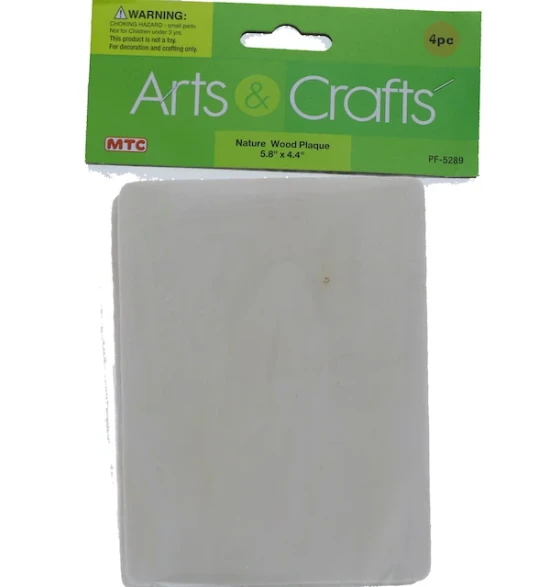 NATURE WOOD PLAQUE 5.8 X 4.4 INCH 4 COUNT