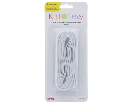 POLYESTER ELASTIC-WHITE 7FT  XXX