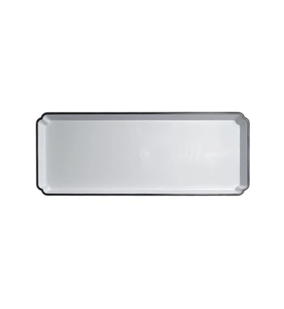 WHITE TRAY BLACK RIM 38 X 15 CM