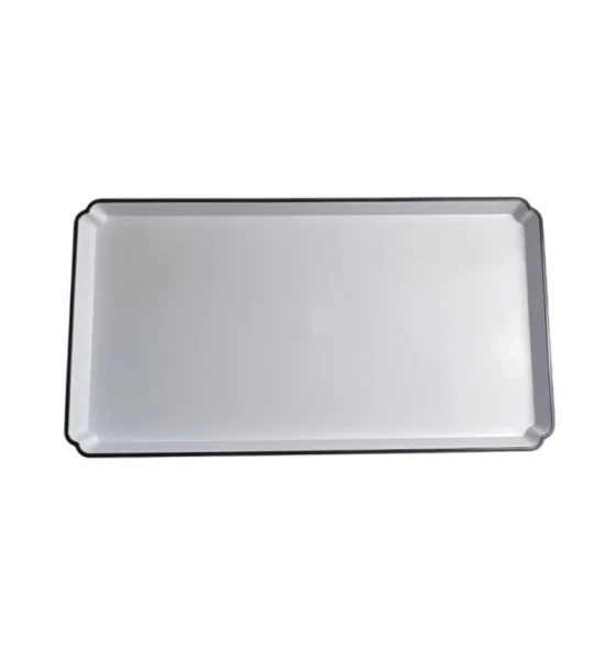 WHITE TRAY BLACK RIM 37 X 20 CM