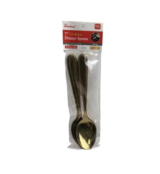 7 INCH GOLDEN DINNER SPOON 6 PCS