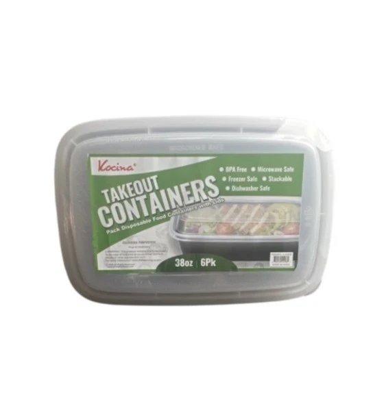 TAKEOUT CONTAINERS 6 PACK 38 OZ