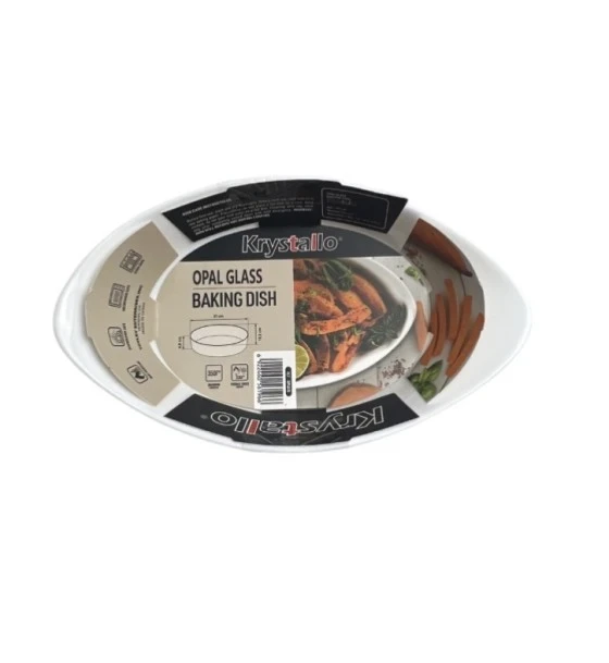 OPAL GLASS OVAL BAKING DISH 8.5 INCH