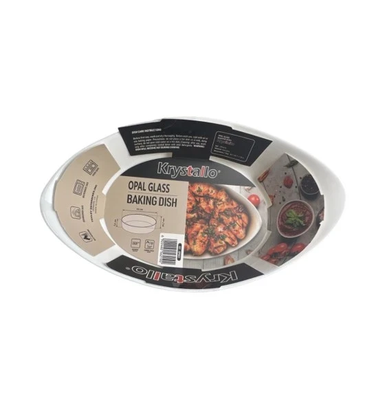 OPAL GLASS OVAL BAKING DISH 12.6 INCH