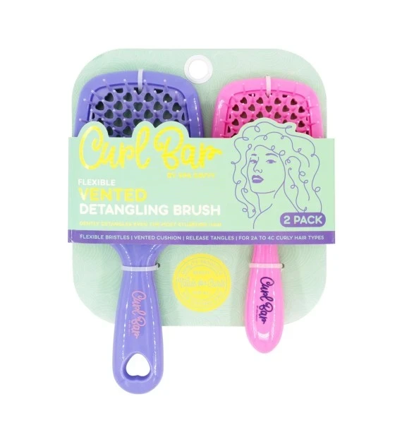 CURL BAR FLEXIBLE VENTED DETANGLING BRUSH 2 PACK
