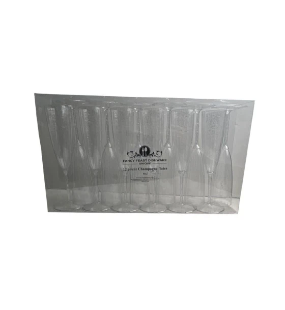 FANCY FEAST DISHWARE CLEAR 12 COUNT CHAMPAGNE FLUTES 5 OZ