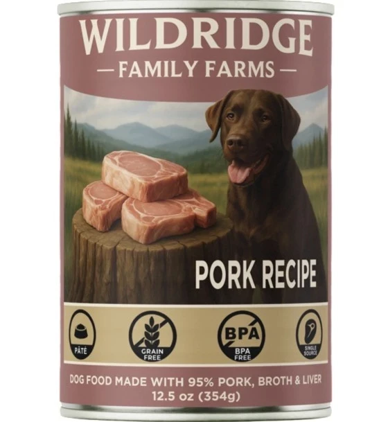 WILDRIDGE FAMILY FARMS PORK RECIPE 12.5 OZ DOG FOOD