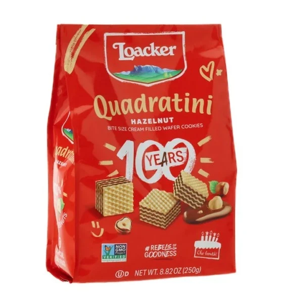 6.49 LOACKER QUADRATINI HAZELNUT 8.82 OZ