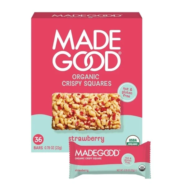 MADE GOOD ORGANIC CRISPY SQAURES 6 BARS STRAWBERRY 0.78 OZ PER BAR