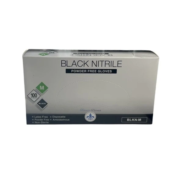 BLACK NITRILE POWDER FREE GLOVES MEDIUM