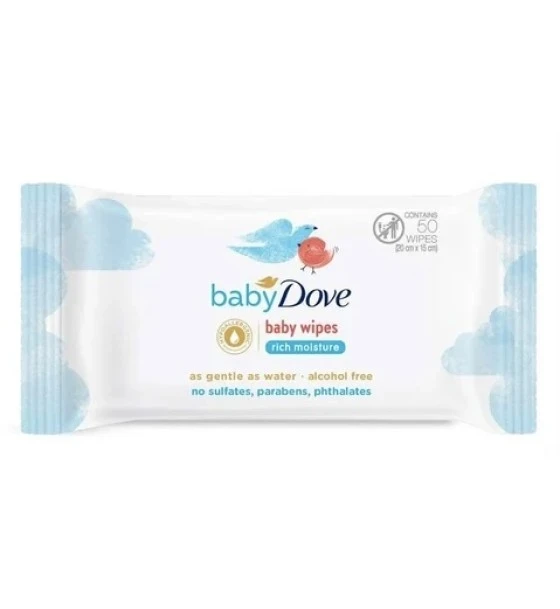 BABY DOVE WIPES 50 PACK