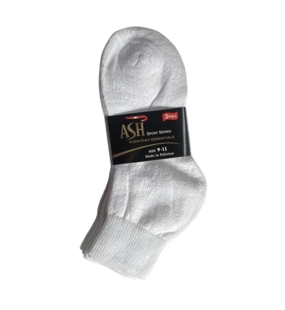ASH SPORT SERIES EVERYDAY WHITE SOCKS SIZE 9-11 3 PACK