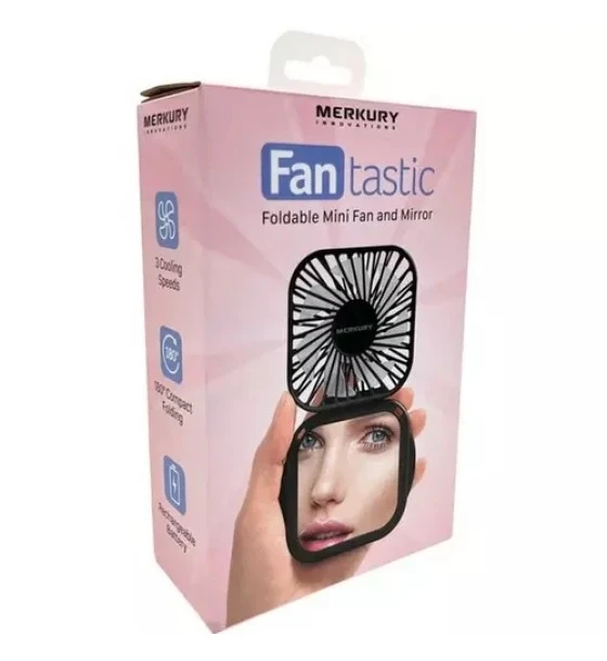 FAN TASTIC FOLDABLE MINI FAN AND MIRROR