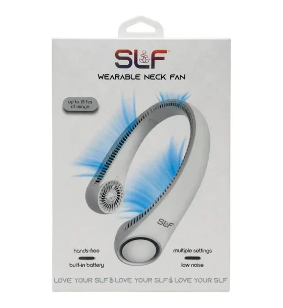 WHITE SELF WEARABLE NECK FAN