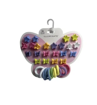 ILLUMINATE HAIR CLIPS AND PONYHOLDERS 36 COUNT