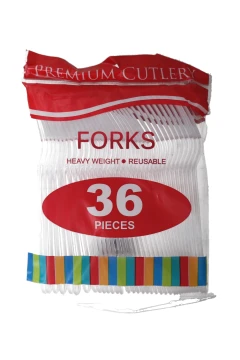 PLASTIC FORKS CLEAR 7IN 36PC