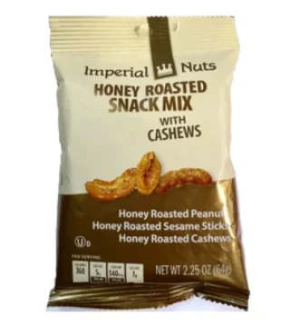 IMPERIAL NUTS HONEY ROASTED SNACK MIX WITH CASHEWS 2.25 OZ