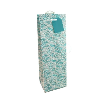 BLUE WHITE LACE WINE BAG
