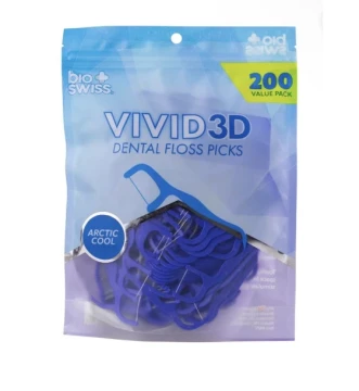 BIO SWISS VIVID 3D DENTAL FLOSS PICKS 200 VALUE PACK