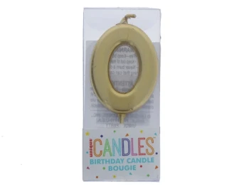 Small Gold Molded Birthday Candle # 0