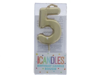 Small Gold Molded Birthday Candle # 5