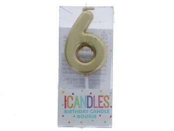 Small Gold Molded Birthday Candle # 6