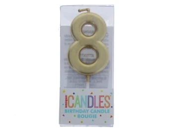 Small Gold Molded Birthday Candle # 8