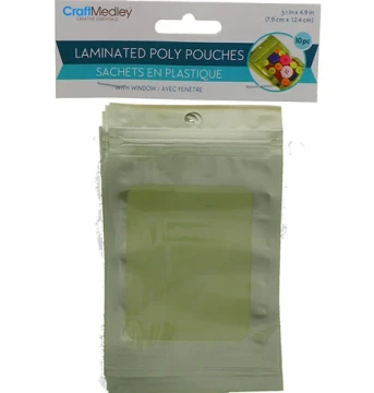 LAMINATED GOLD POLY POUCH 10 PACK 3.1 X 4.9 INCH