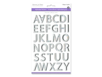 WHITE WITH SILVER FOIL PAPER CRAFT STICKER 3D ALPHA