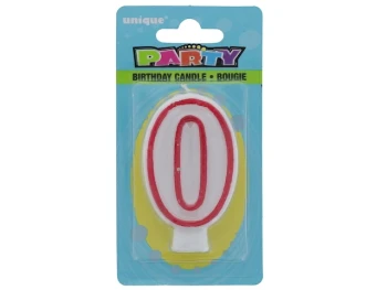 Red and White Molded Birthday Candle # 0