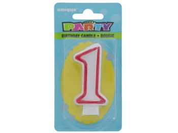Red and White Molded Birthday Candle # 1
