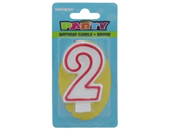 Red and White Molded Birthday Candle # 2