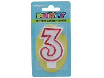 Red and White Molded Birthday Candle # 3
