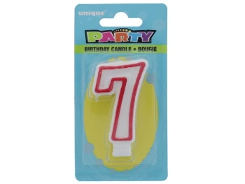 Red and White Molded Birthday Candle # 7